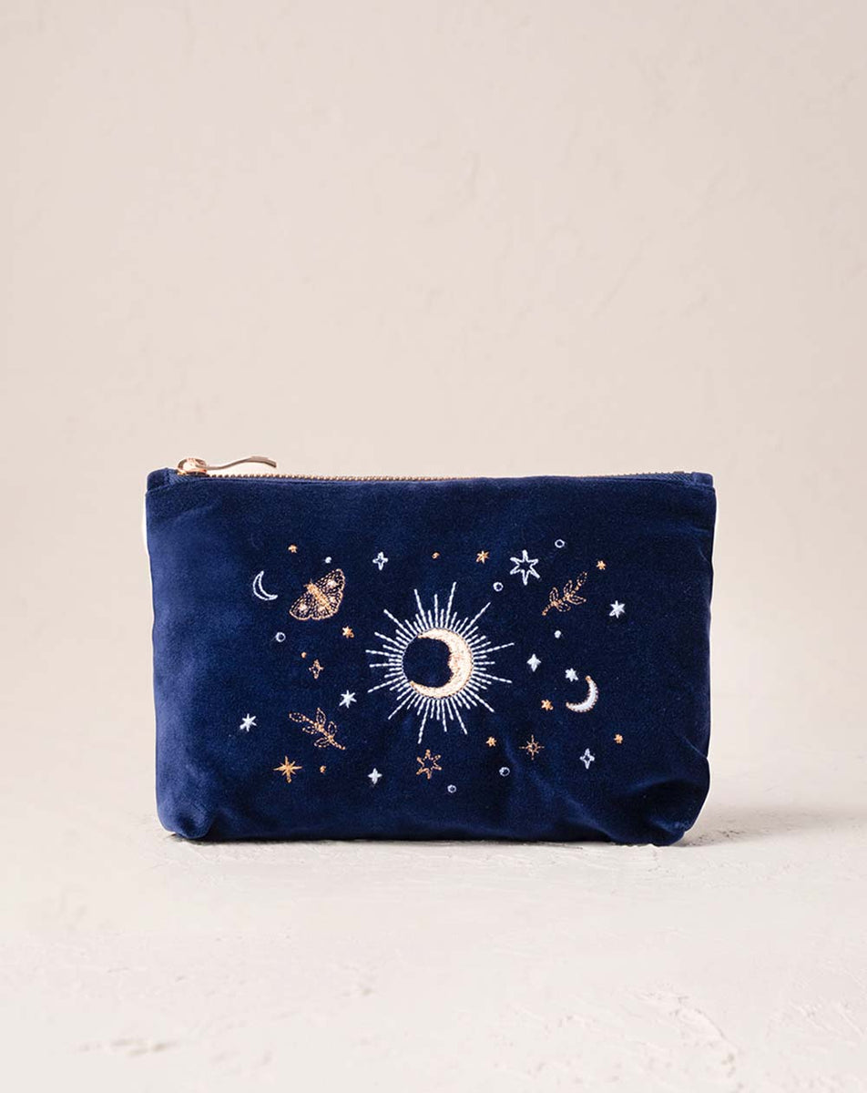 Elizabeth Scarlett Boho Mysticism ベルベットポーチ ネイビー Elizabeth Scarlett Boho Mysticism Navy Velvet Makeup Bag