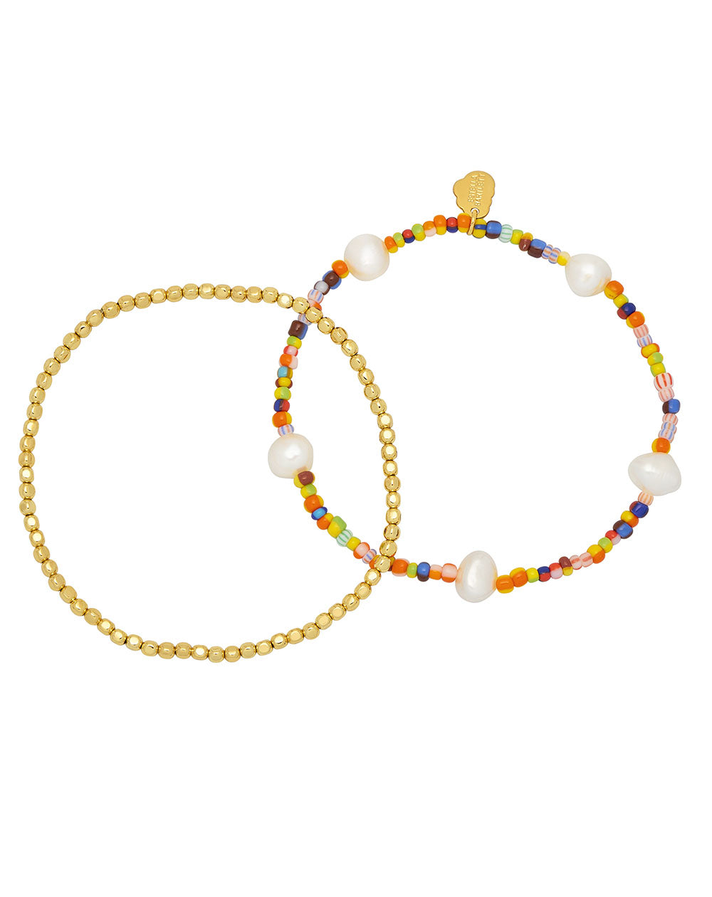 Estella Bartlett - Rainbow Pearl Double Bracelet Set - Gold Plated