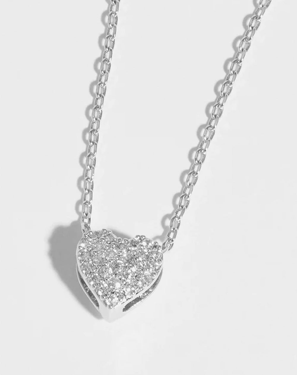 Estella Bartlett - Pave Heart Slider Necklace - Silver Plated