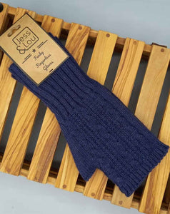 Jess & Lou - Cable Knit Fingerless Gloves - Navy