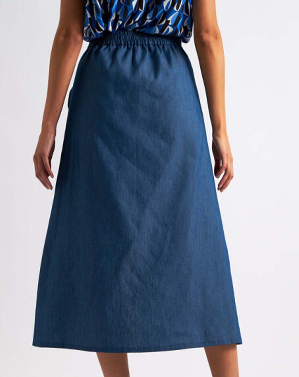 Louche - Jessy Midi Skirt - Chambray Blue