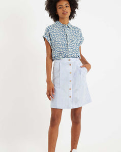Louche Hela Sail Stripe A-Line Mini Skirt in Blue