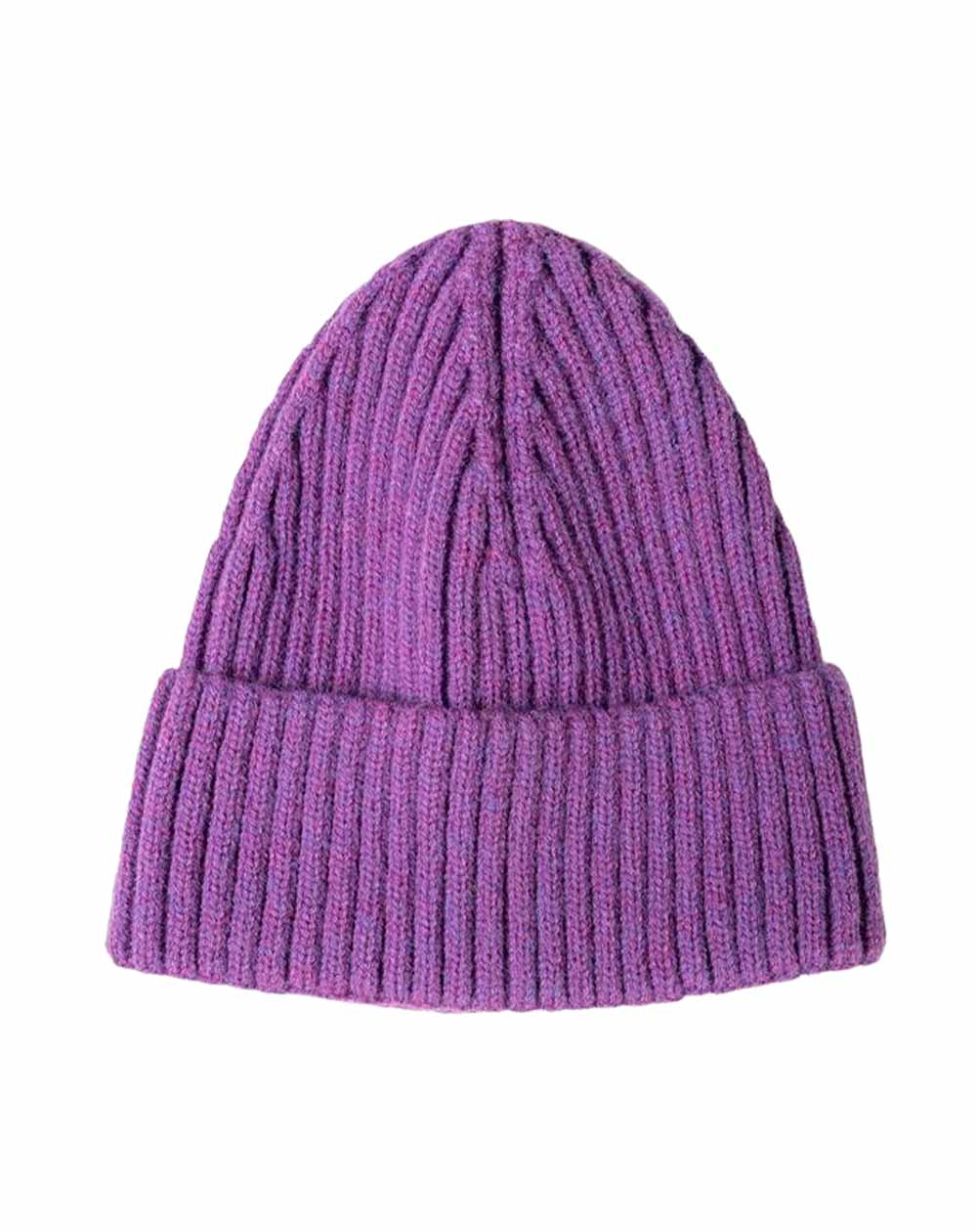 Ribbed Cashmere Blend Beanie in Lilac