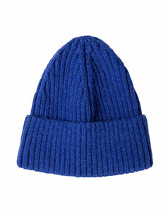 Ribbed Cashmere Blend Beanie in Royal Blue