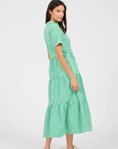 Pretty Vacant Maxi Dress in Green Gingham Print