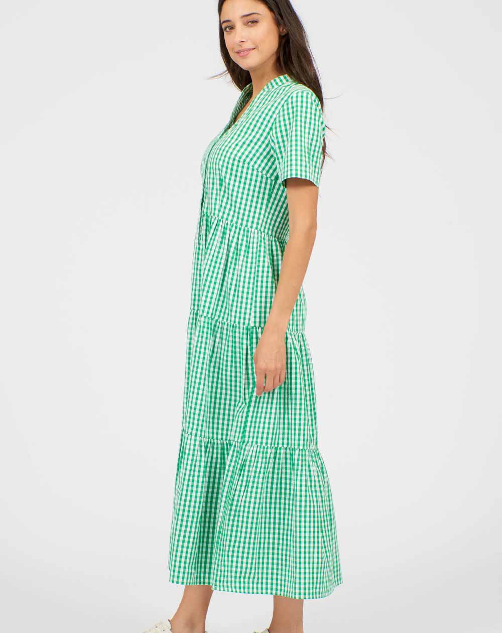 Pretty Vacant Maxi Dress in Green Gingham Print