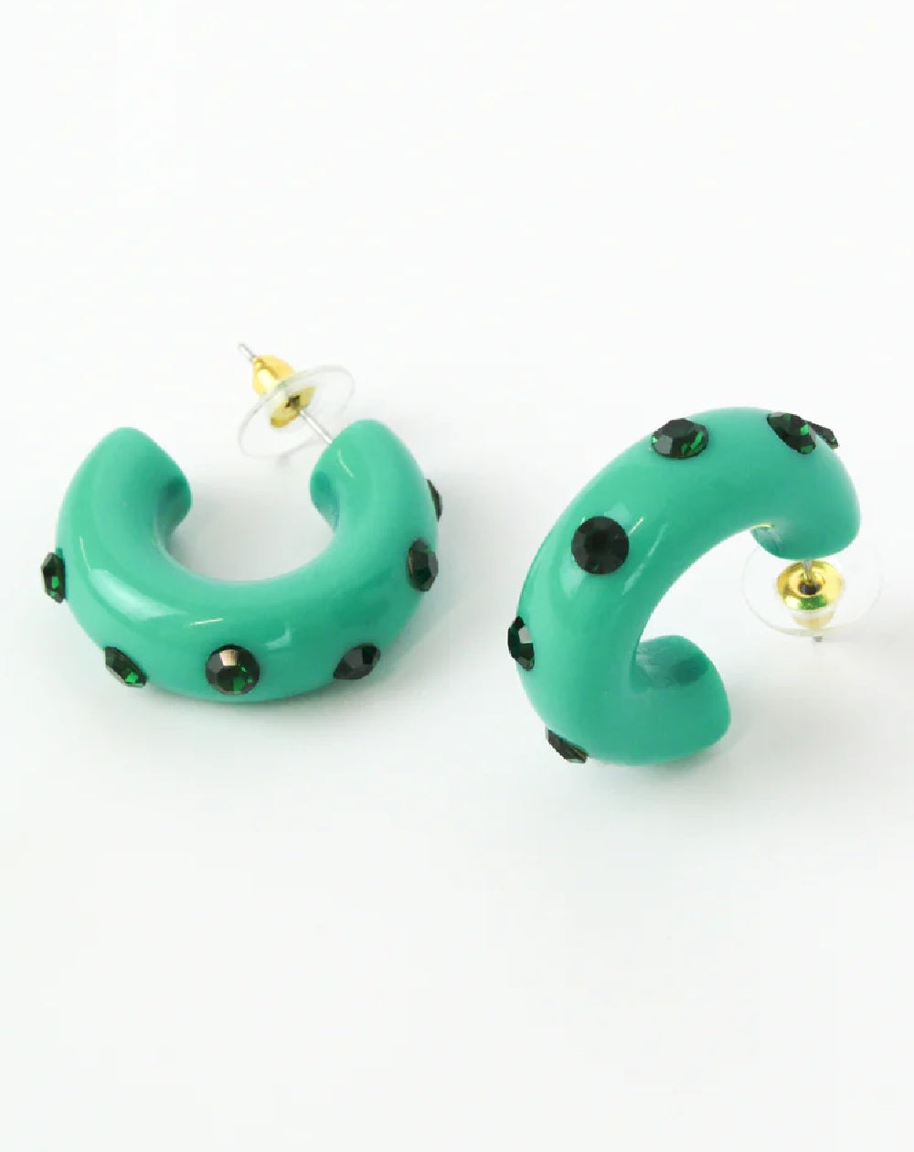 My Doris Chunky Gem Hoop Earrings in Turquoise