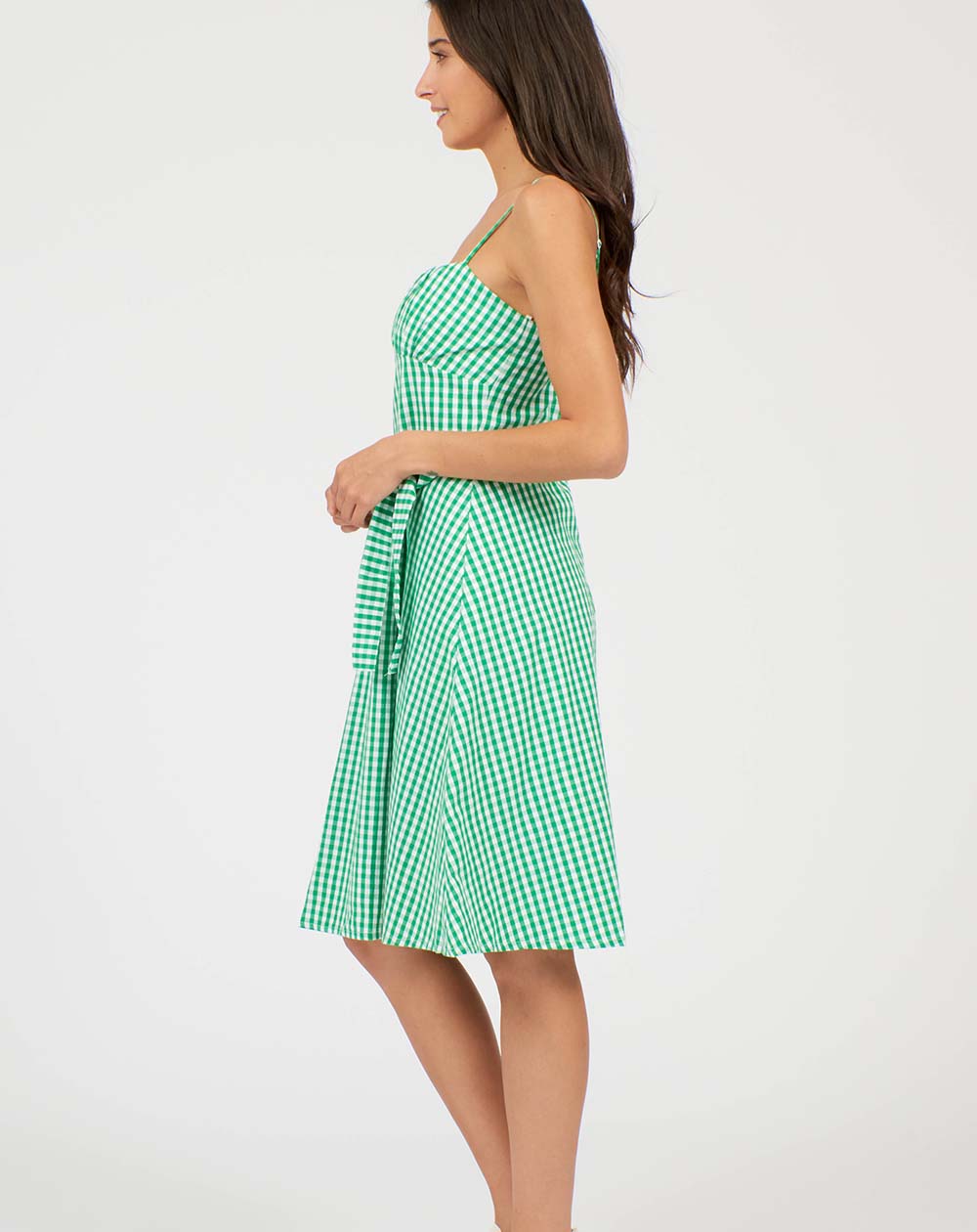 Pretty Vacant Tilly Dress in Green Gingham Print
