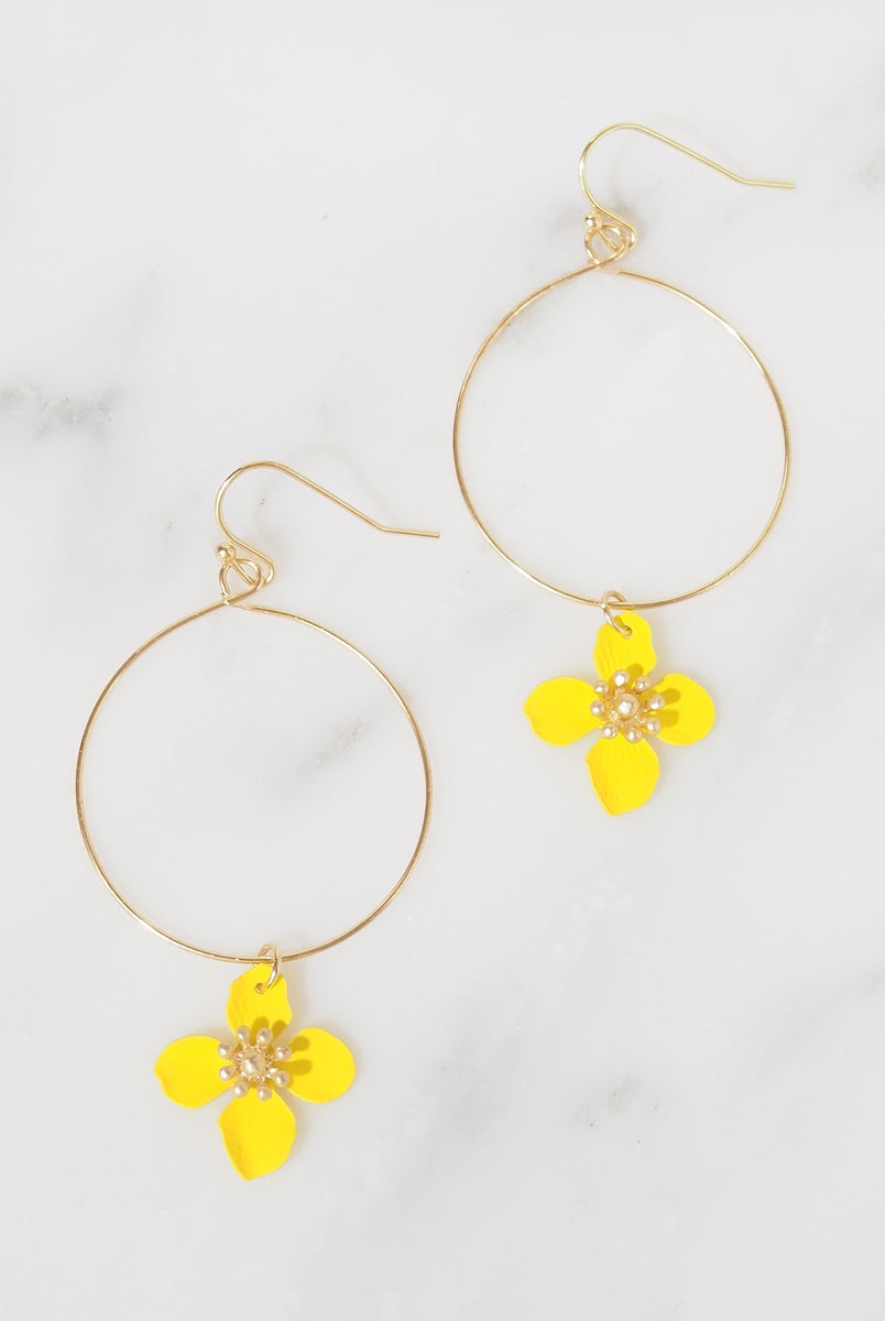 Ida Yellow Earrings Lilac Rose