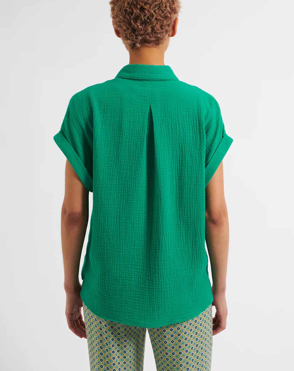 Louche - Abinaya Short Sleeve Shirt – Double Gauze Green