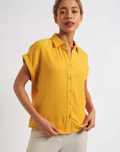 Louche - Abinaya Short Sleeve Shirt – Double Gauze Mustard