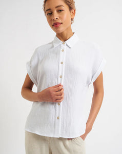 Louche - Abinaya Short Sleeve Shirt – Double Gauze White