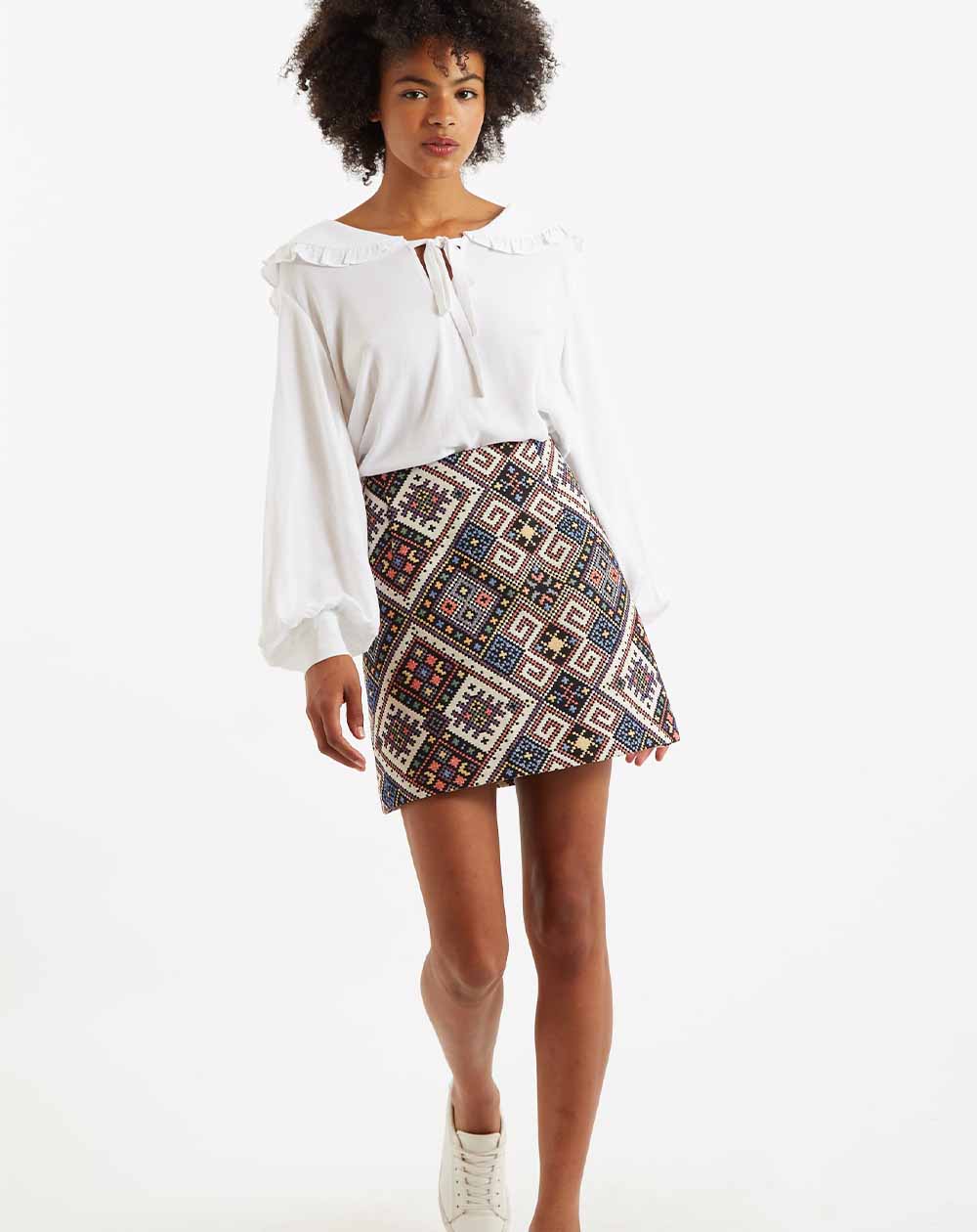 Louche Aubin Tex Mex Jacquard A-Line Mini Skirt in multi