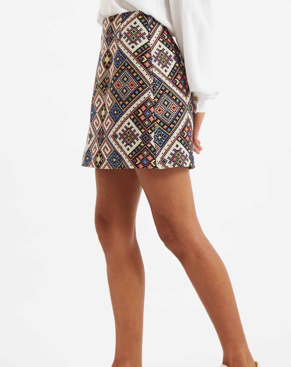 Louche Aubin Tex Mex Jacquard A-Line Mini Skirt in multi