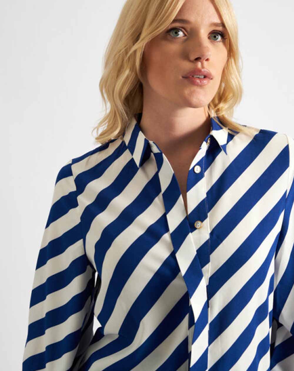Louche - Byron Shirt - Diagonal Lines Blue