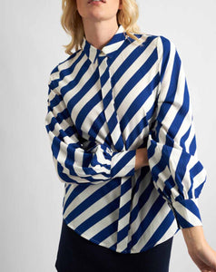 Louche - Byron Shirt - Diagonal Lines Blue