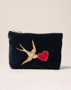 Elizabeth Scarlett - Mini Pouch - Beating Heart (Charcoal Velvet)