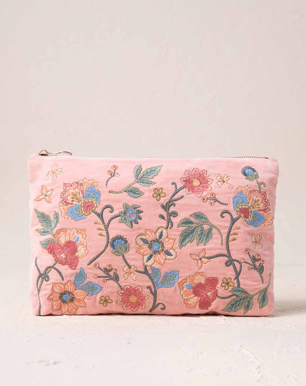 Elizabeth Scarlett - Everyday Pouch - Botanical Garden (Blush Pink Velvet)