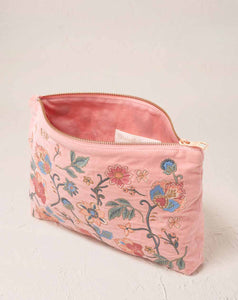 Elizabeth Scarlett - Everyday Pouch - Botanical Garden (Blush Pink Velvet)