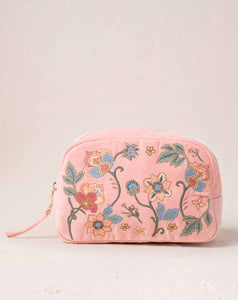 Elizabeth Scarlett - Cosmetics Bag - Botanical Garden (Blush Pink Velvet)