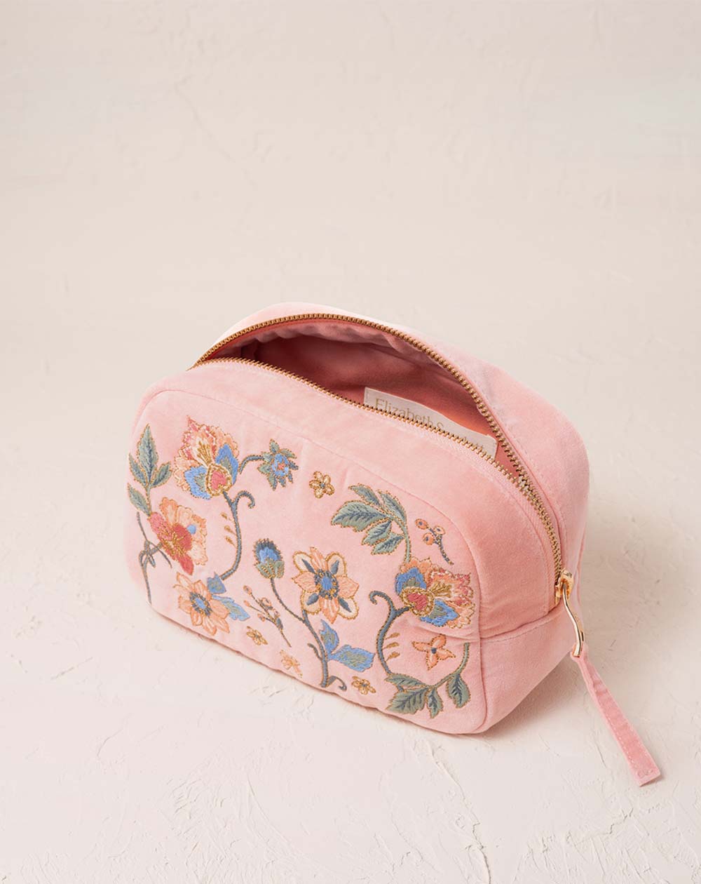 Elizabeth Scarlett - Cosmetics Bag - Botanical Garden (Blush Pink Velvet)