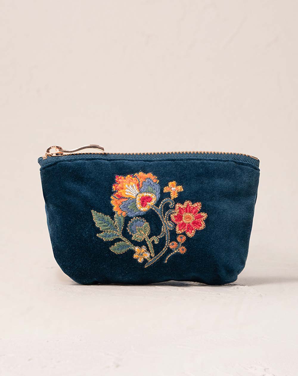 Elizabeth Scarlett - Coin Purse - Botanical Garden (Ink Blue Velvet)