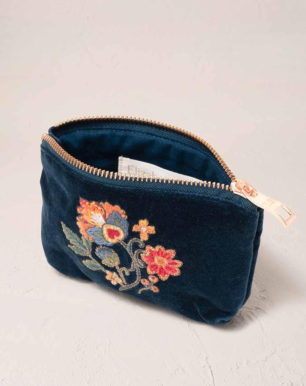 Elizabeth Scarlett - Coin Purse - Botanical Garden (Ink Blue Velvet)