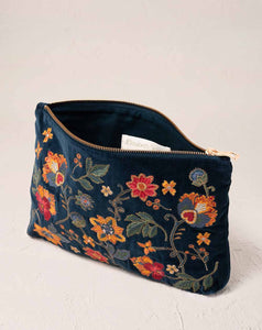 Elizabeth Scarlett - Everyday Pouch - Botanical Garden (Ink Blue Velvet)