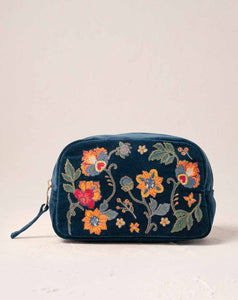 Elizabeth Scarlett - Cosmetics Bag - Botanical Garden (Ink Blue Velvet)