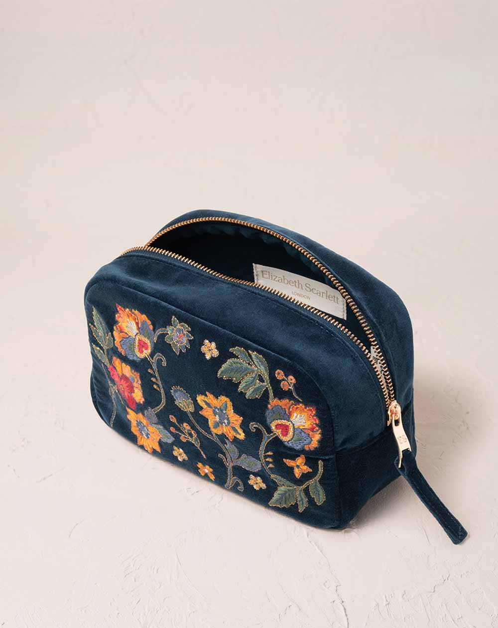 Elizabeth Scarlett - Cosmetics Bag - Botanical Garden (Ink Blue Velvet)