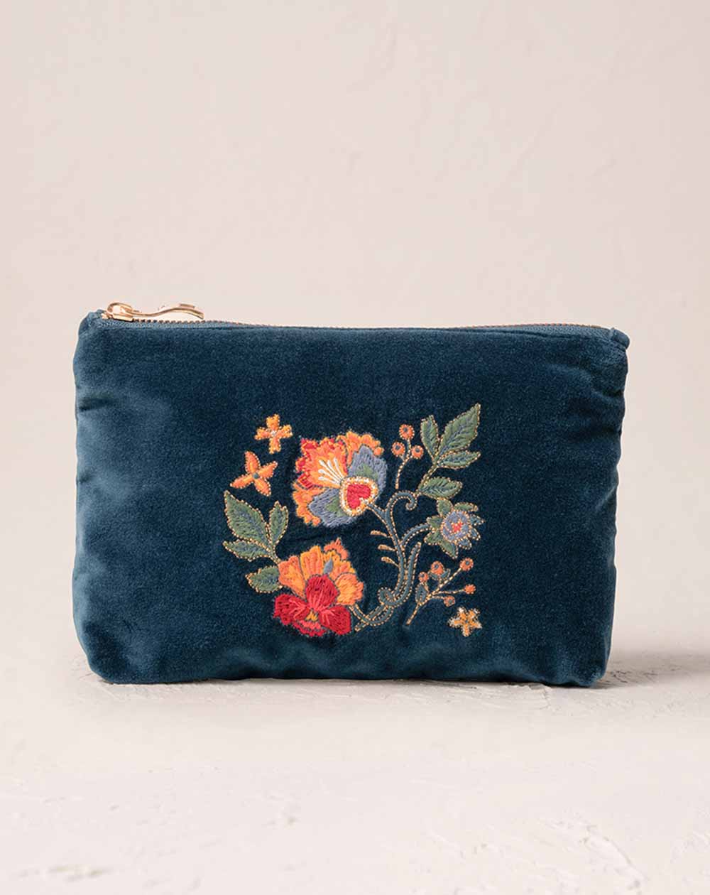 Elizabeth Scarlett - Mini Pouch - Botanical Garden (Ink Blue Velvet)