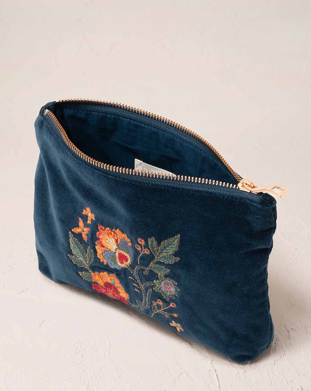 Elizabeth Scarlett - Mini Pouch - Botanical Garden (Ink Blue Velvet)