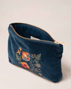 Elizabeth Scarlett - Mini Pouch - Botanical Garden (Ink Blue Velvet)