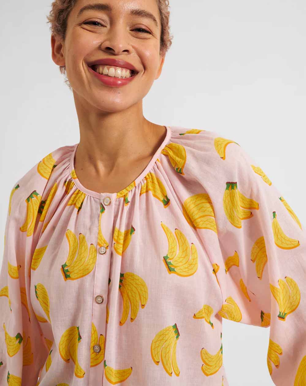 Louche - Dita Blouse – Banana Split Print White/Yellow