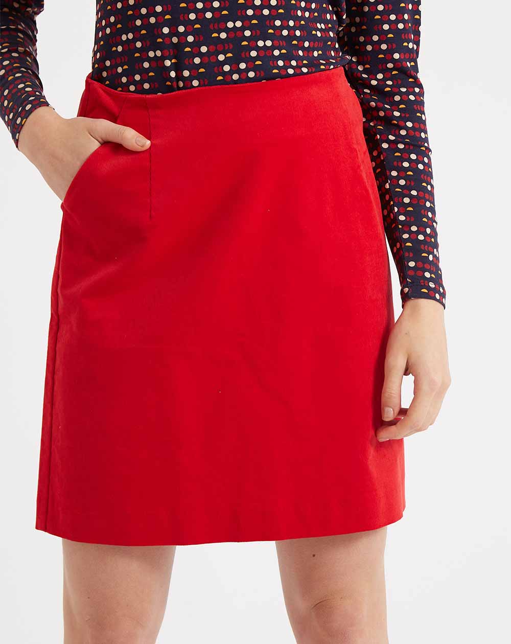 Louche - Dylan Mini Skirt - Red Babycord