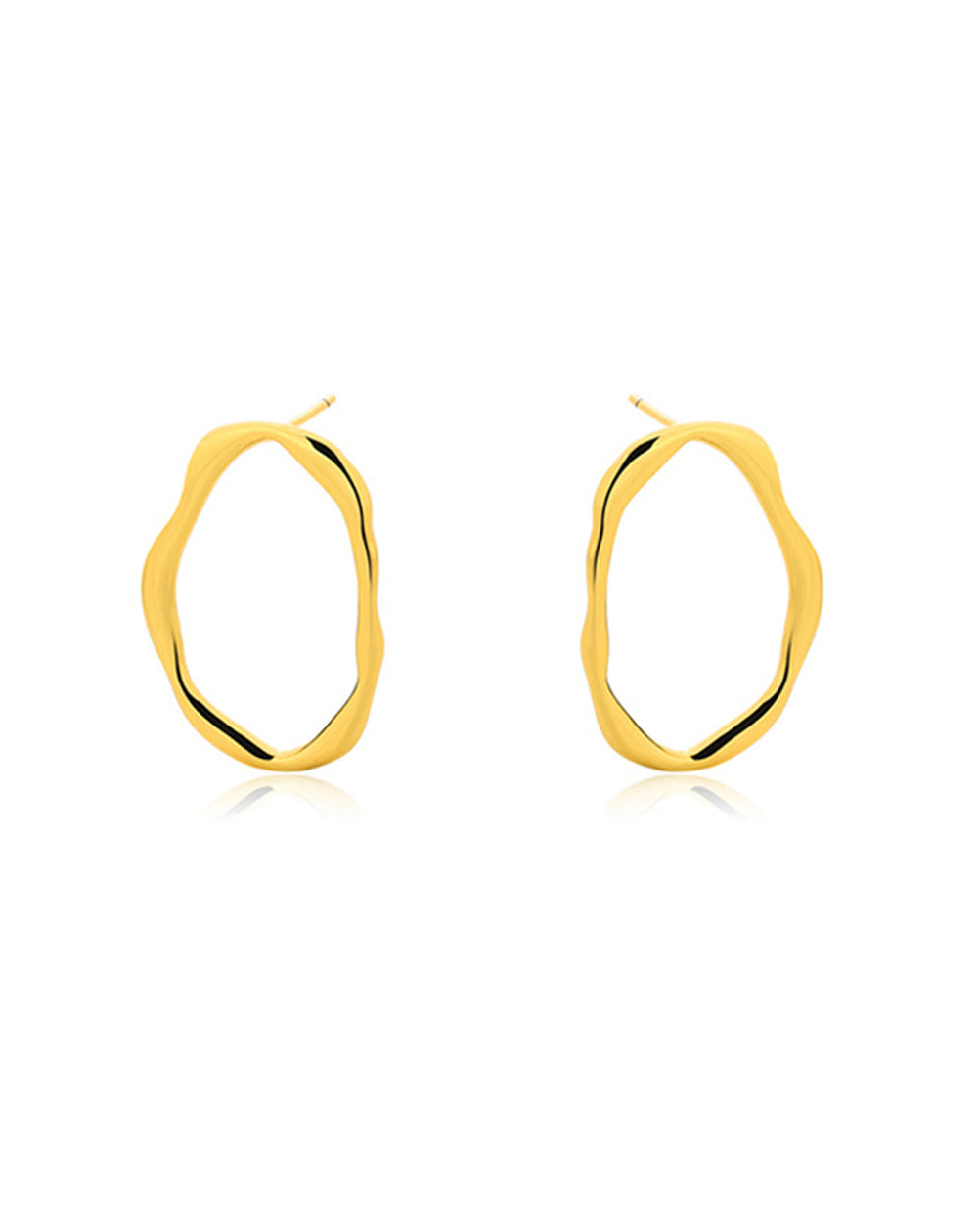 White Leaf - Misshapen Oval Earring - 18K Gold Plate