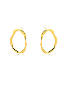 White Leaf - Misshapen Oval Earring - 18K Gold Plate