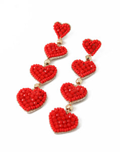 My Doris - Red Hearts Drop Earrings