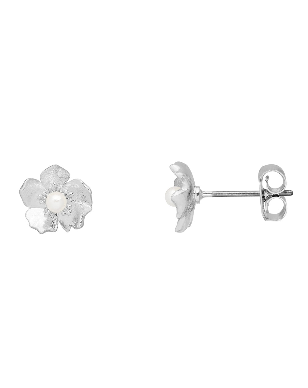 Estella Bartlett - Petite Pearl Buttercup Studs Silver Earrings