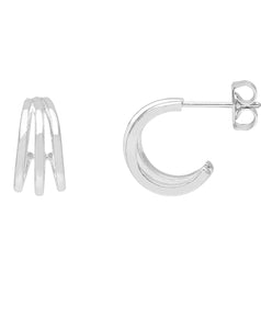Estella Bartlett - Triple Illusion Hoop Silver Earrings