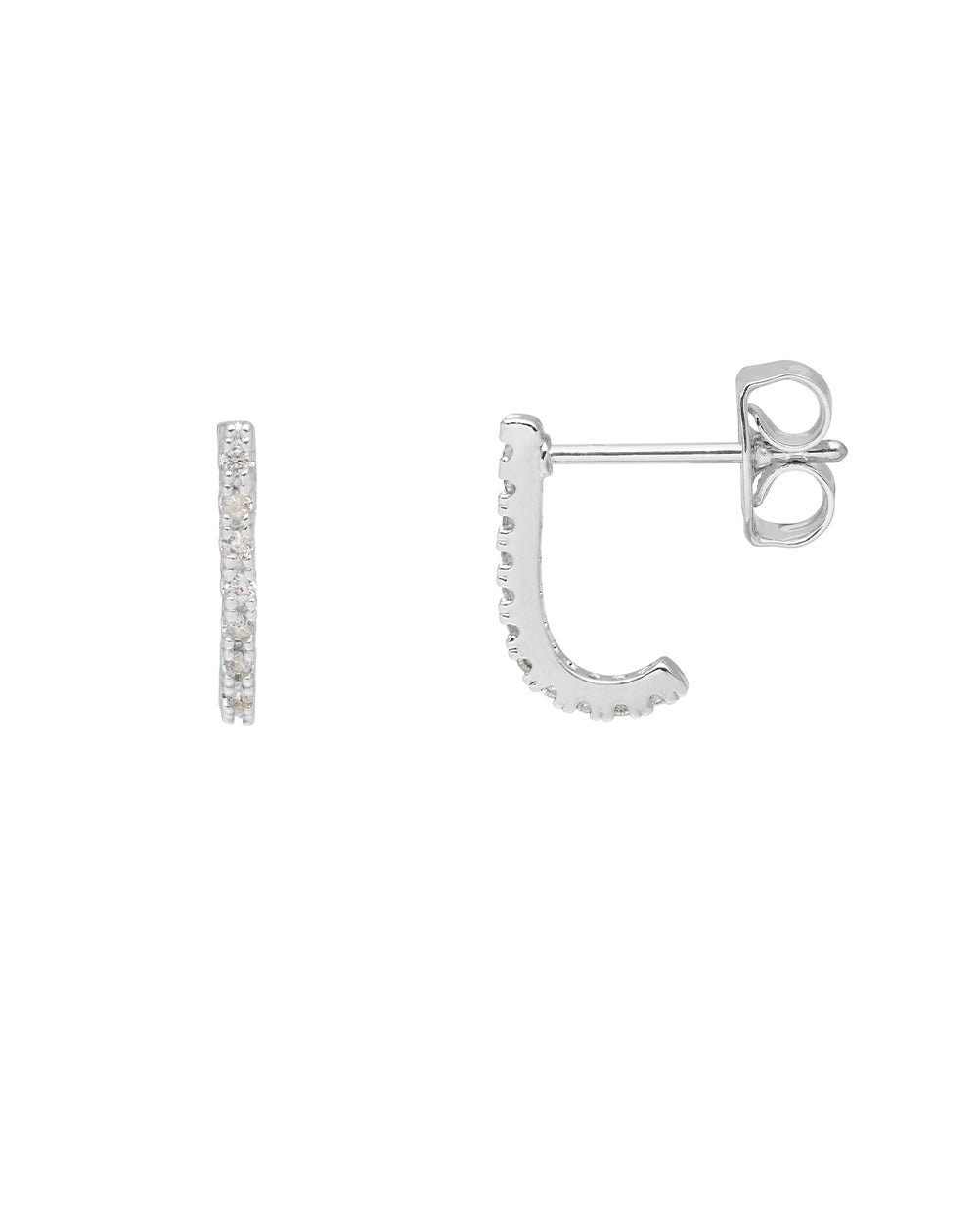 Estella Bartlett - Pave Hook Huggie Silver Earrings