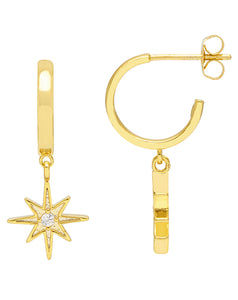 Estella Bartlett - North Star CZ Charm Hoop Gold Earrings