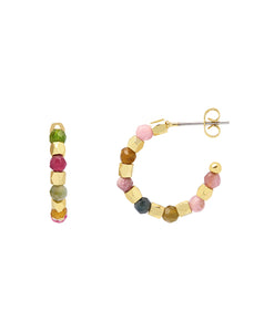 Estella Bartlett - Coco Gemstone Bubble Hoop Gold Earrings