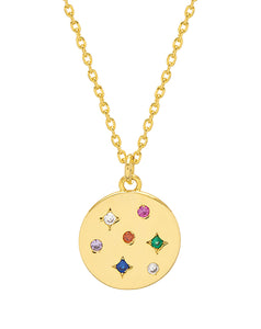 Estella Bartlett - Mix CZ Coin Necklace - Gold Plated