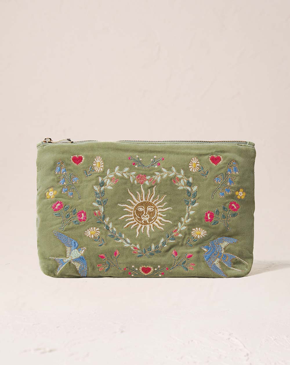 Elizabeth Scarlett - Everyday Pouch - Earth Goddess (Olive velvet)