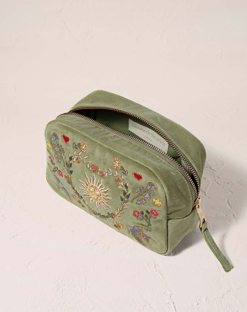 Elizabeth Scarlett Cosmetics Bag Earth Goddess (Olive velvet