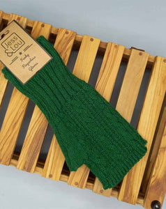 Jess & Lou - Cable Knit Fingerless Gloves - Green