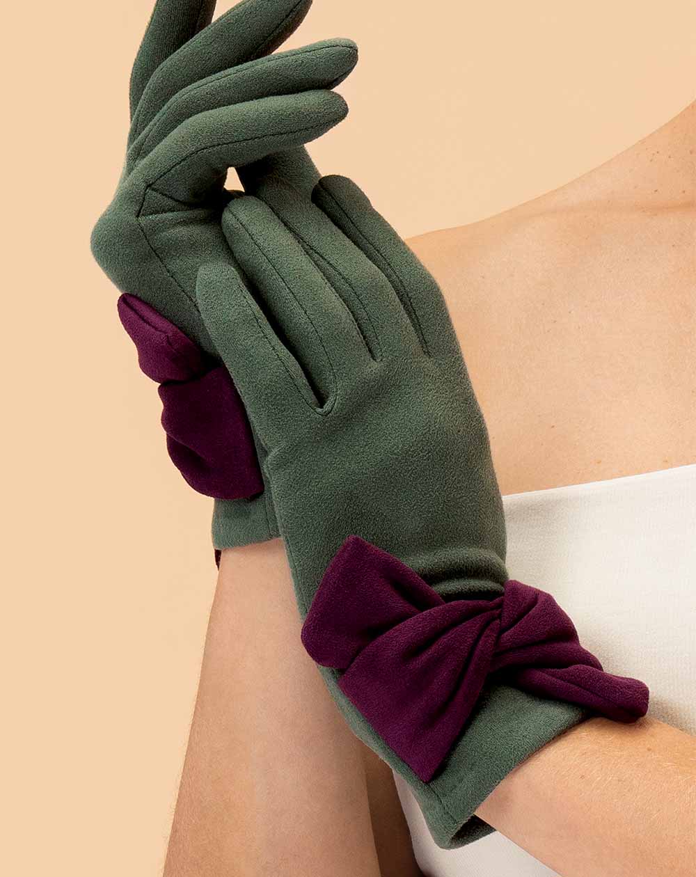 Powder - Henrietta Faux Suede Gloves - Fern/Damson
