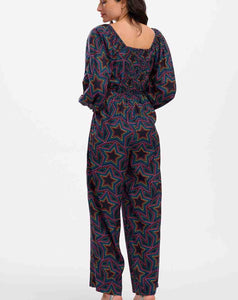 Sugarhill - Hestia Shirred Jumpsuit - Black, Rainbow Star Explosion