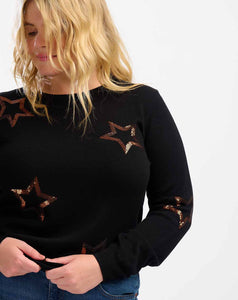 Sugarhill - Cece Sequin Jumper - Black, bronze stars